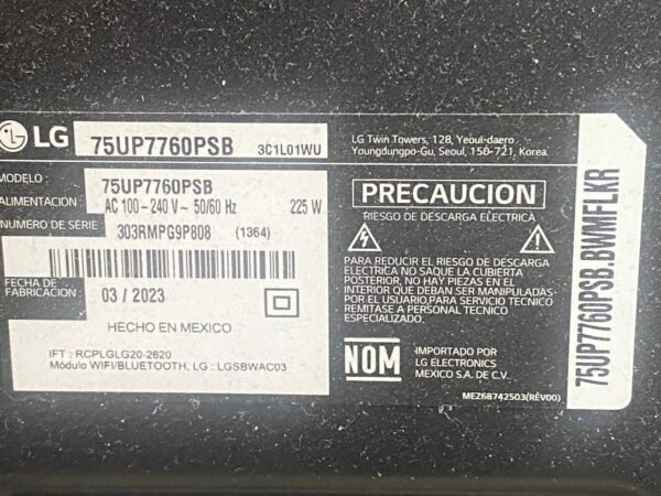 Pantalla LG 75” serie 303RMPG9P808 - Image 2