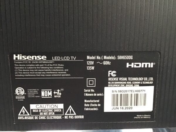 Pantalla Hisense 58” SC-G